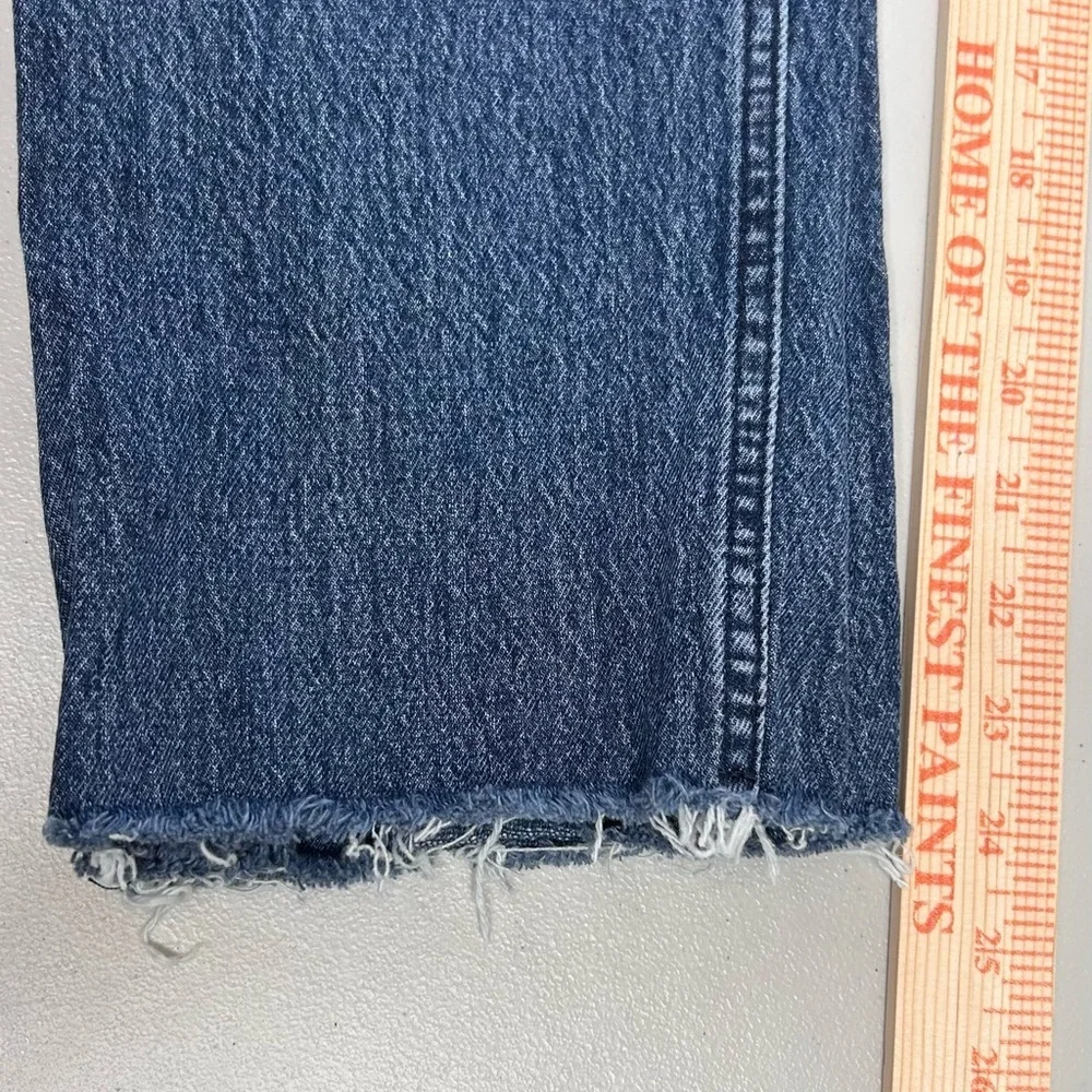 GAP Cheeky Straight Sky High Jeans Women's 28/6S Dark Wash Raw Hem Boho 80s 90s